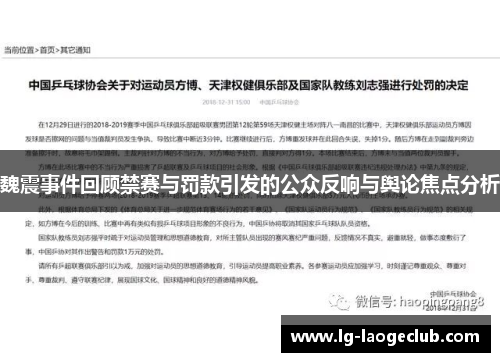 魏震事件回顾禁赛与罚款引发的公众反响与舆论焦点分析